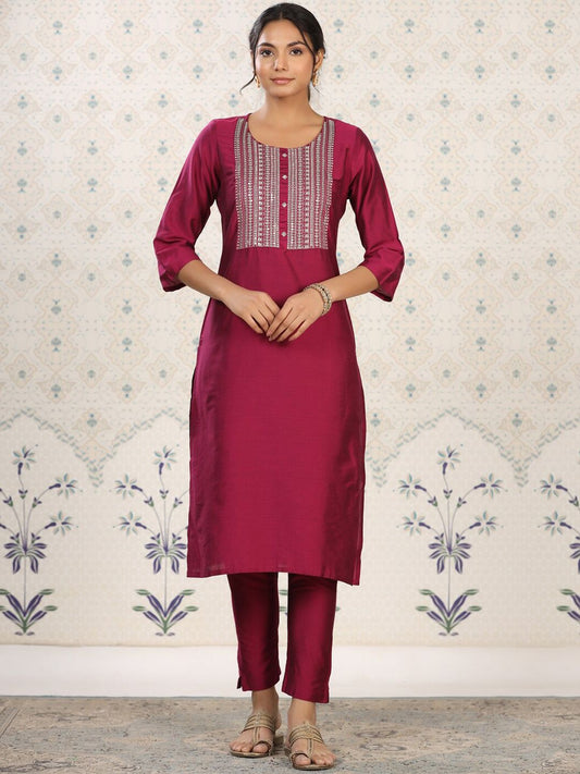 Dhiyona OD  Yoke Design Embroidered Kurta with Trousers