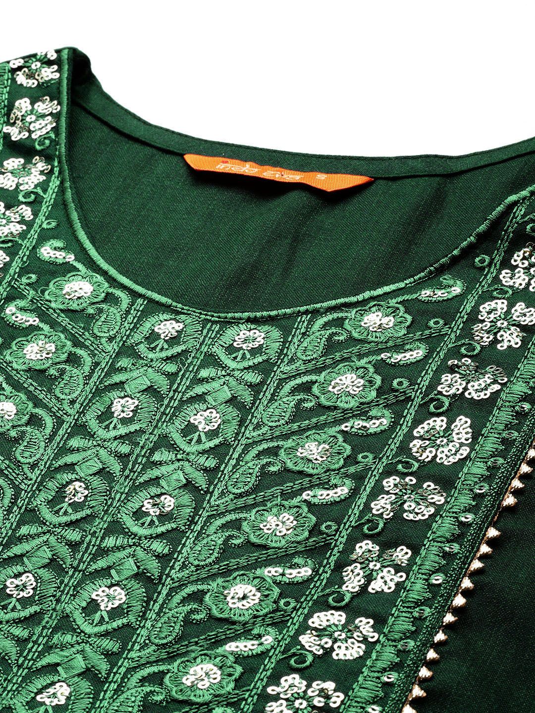 Dhiyona IE Ethnic Motifs Embroidered Sequinned Detail Straight Kurta