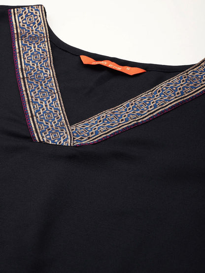 Dhiyona IE Yoke Design Zari Pure Cotton Kurta With Trousers & Dupatta