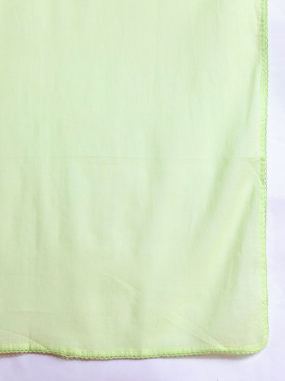 Dhiyona IE Floral Embroidered Panelled Thread Work Pure Cotton Kurta with Trousers & Dupatta