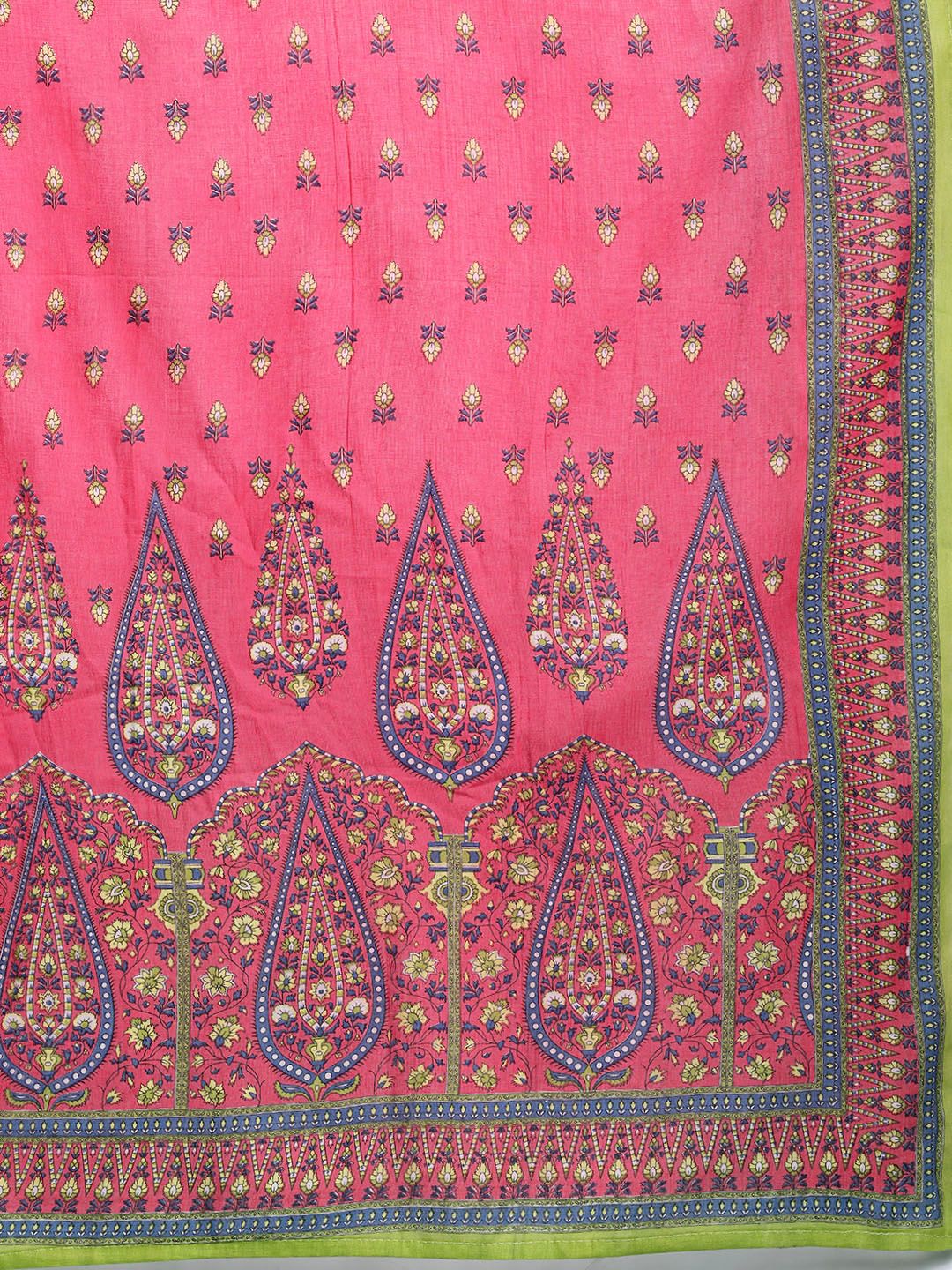 Ethnic Motifs Printed Pure Cotton Kurta with Trousers & Dupatta