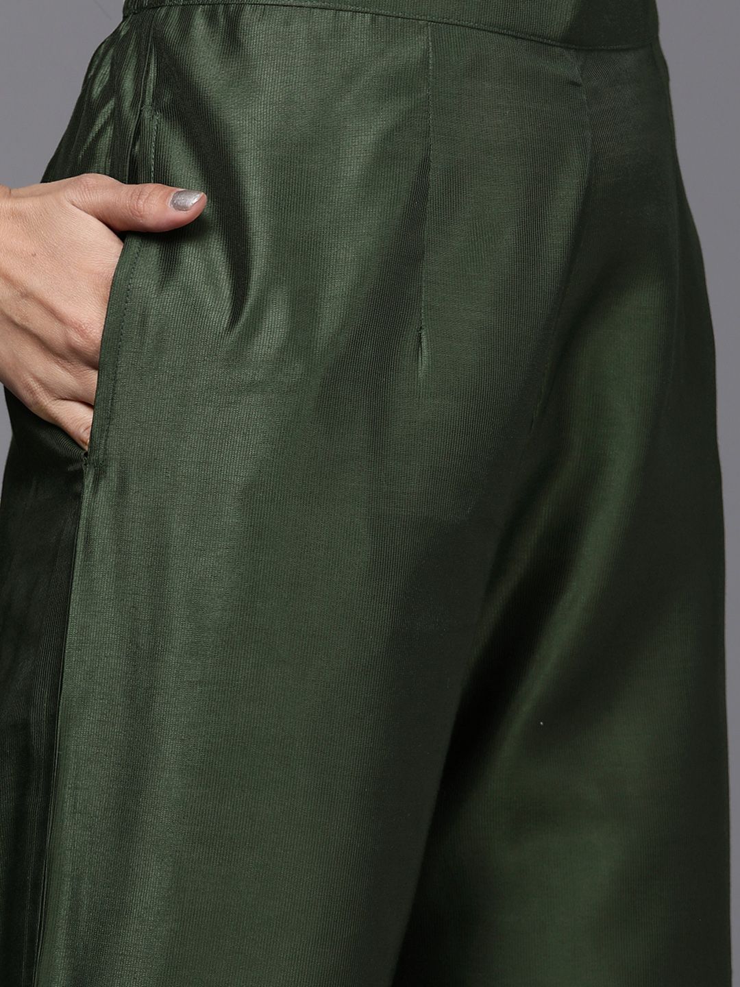 Women Green Sequinned Liva Kurta with Palazzos & With Dupatta