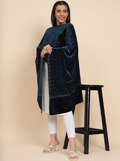 Dhiyona PA Crystal Work Velvet Shawl