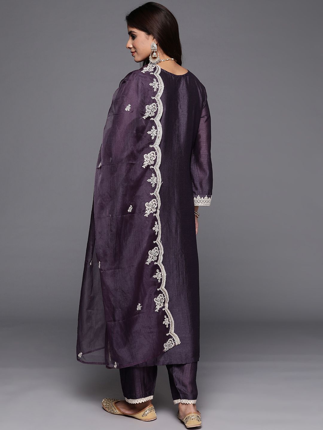 Women Ethnic Motifs Embroidered Regular Sequined Kurta with Trousers & Dupatta