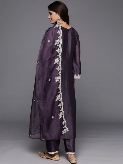 Women Ethnic Motifs Embroidered Regular Sequined Kurta with Trousers & Dupatta