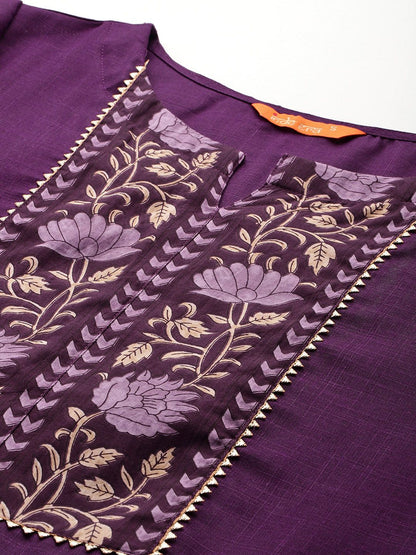 Dhiyona IE Floral Yoke Design Gotta Patti Pure Cotton Kurta With Salwar & Dupatta