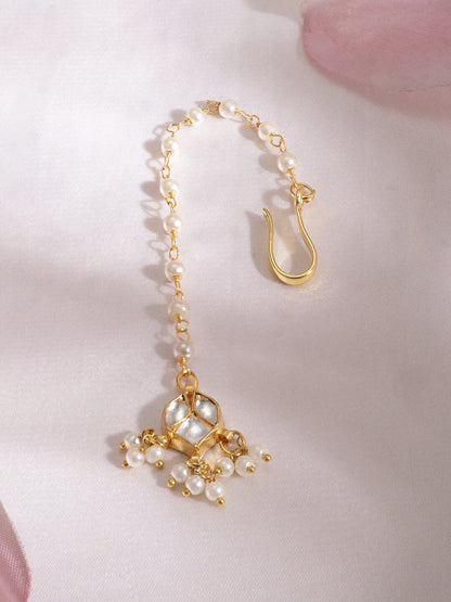 Dhiyona RJ Women's Gold-Plated Kundan Studded Maang Tikka Head Jewellery