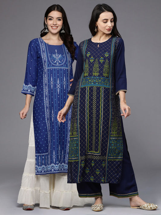 Dhiyona IE Pack Of 2 Ethnic Motifs Printed Kurta