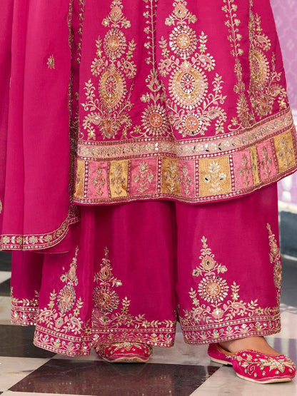 Women Floral Embroidered Kurta with Palazzo & Dupatta