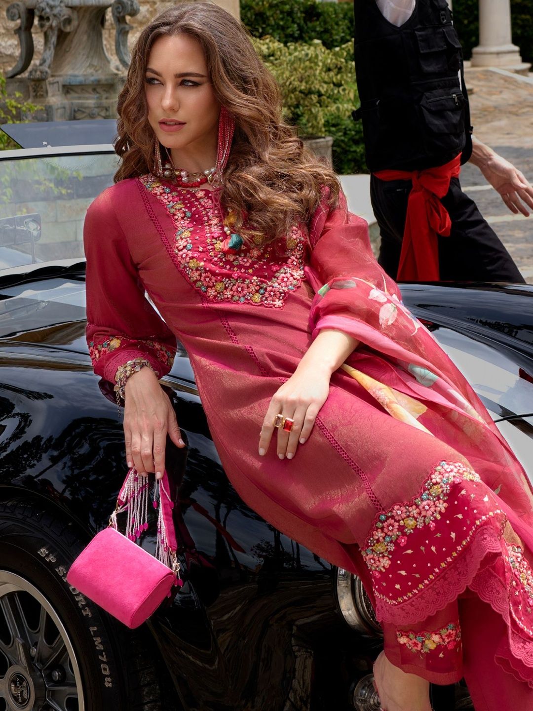 Women Floral Embroidered Kurta with Trousers & Dupatta