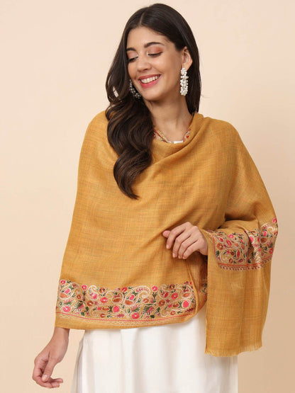 Dhiyona PA Floral Embroidered Pure Wool Shawl