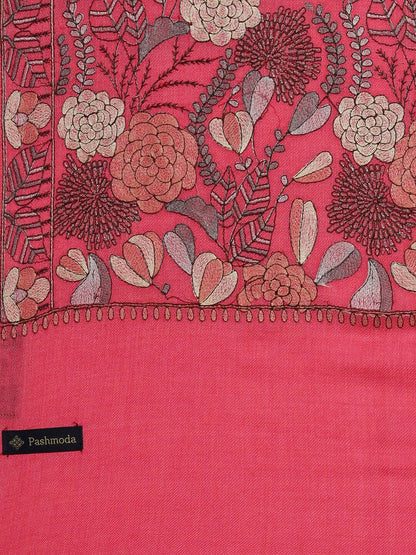Dhiyona PA Women Pink & Grey Embroidered Woolen Shawl