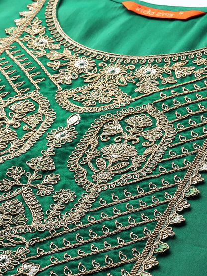 Dhiyona IE Ethnic Motifs Zari Embroidered Kurta with Trousers & With Dupatta