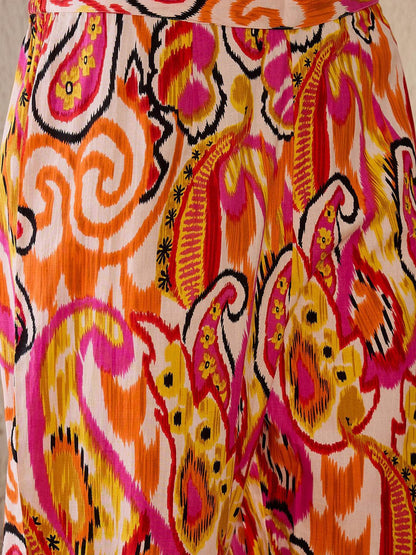 Dhiyona IE Women Printed Panelled Pure Cotton Kurta with Trousers