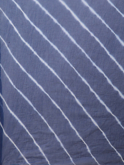 Dhiyona VA Women'sBlue And White Zari Embroidery Leheriya Kurta Sharara Set With Leheriya Dupatta