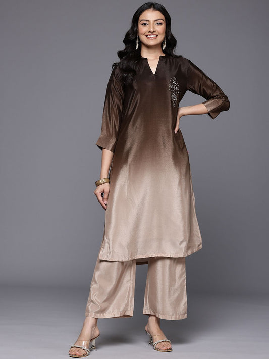 Dhiyona VA Women'sOmbre Sequine Embroidered Kurta with Trouser