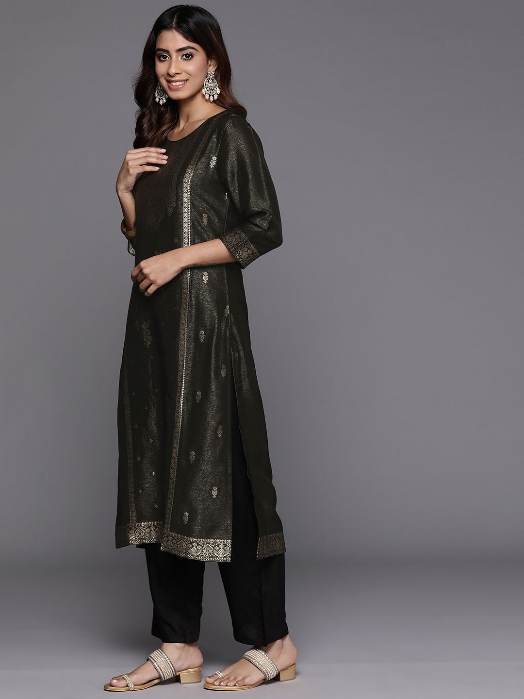 Dhiyona VA Women's Woven Design Regular Kurta with Trousers & With Dupatta