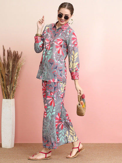Dhiyona IE Printed Shirt With Palazzo Co-Ords