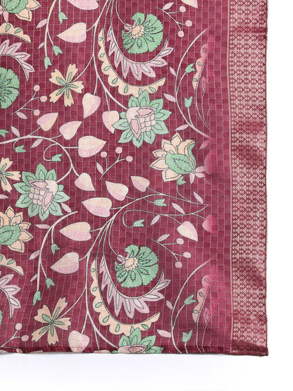 Dhiyona IE Women Floral Embroidered Thread Work Kurta With Trousers & Dupatta