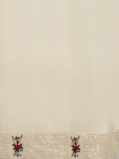 Dhiyona IE Women Floral Embroidered Regular Sequinned Kurta with Sharara & With Dupatta