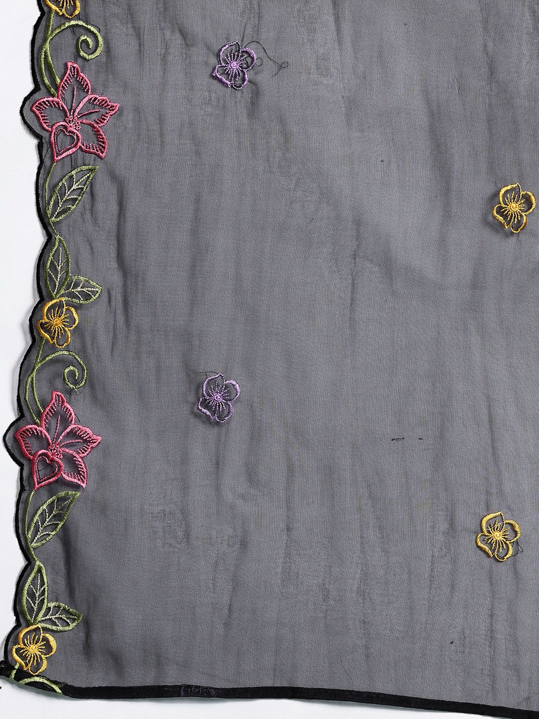 Floral Embroidered Sequinned Kurta With Trousers & Dupatta