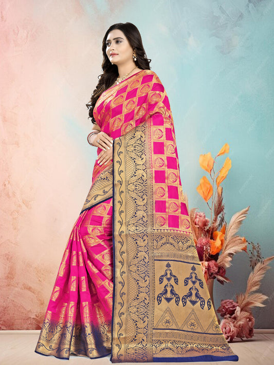 Dhiyona RV Women's Banarasi Silk With Jacquard Print Saree  ( KVD681 )