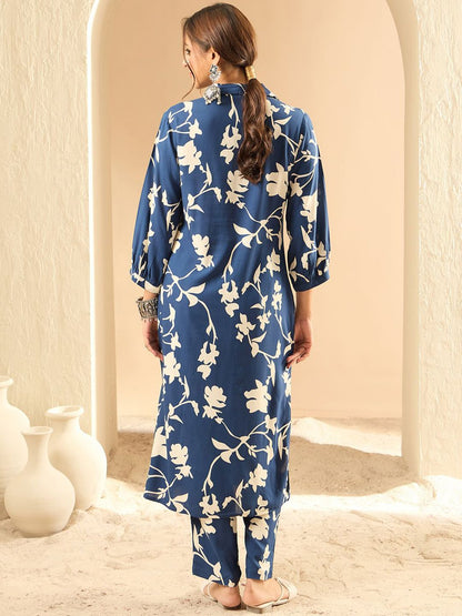 Women Floral Printed Regular Kurta with Trousers