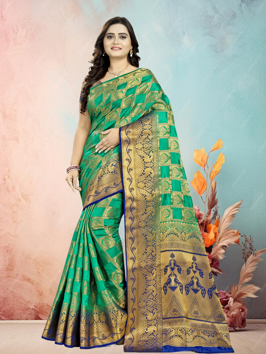 Dhiyona RV Women's Banarasi Silk With Jacquard Print Saree  ( KVD683 )
