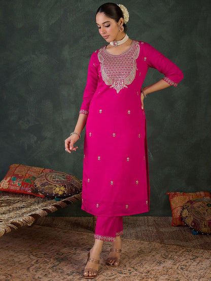 Dhiyona IE Women Embroidered Regular Sequinned Kurta Set