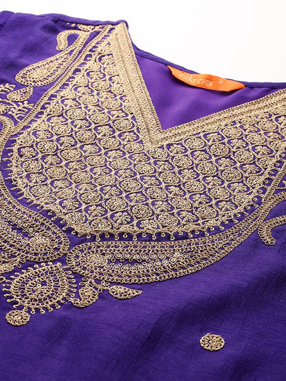 Dhiyona IE Women Ethnic Motifs Embroidered Sequinned Kurta with Trousers & Dupatta