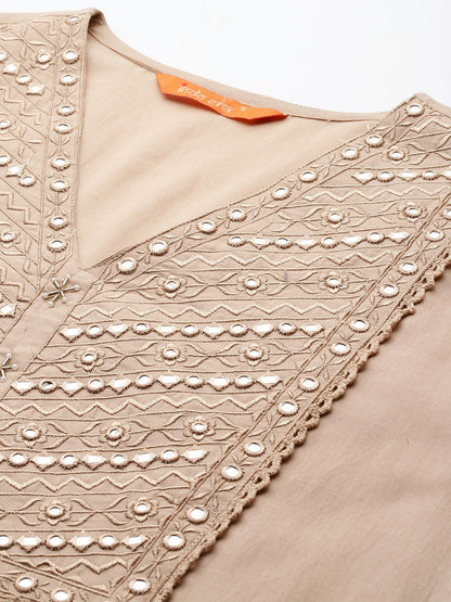 Floral Embroidered Kurta with Trousers & Dupatta