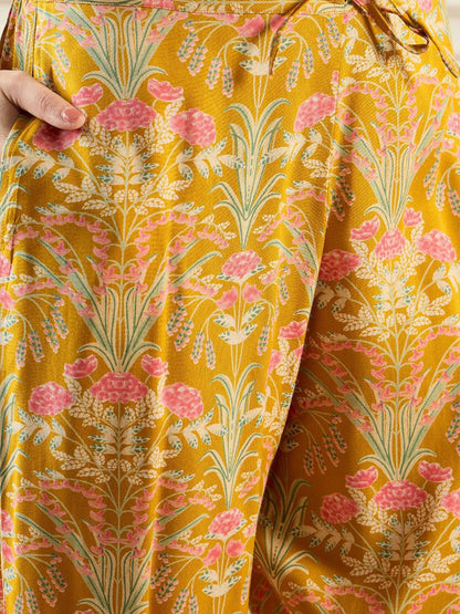 Dhiyona IE Floral Printed Shirt Collar Kurta With Trousers