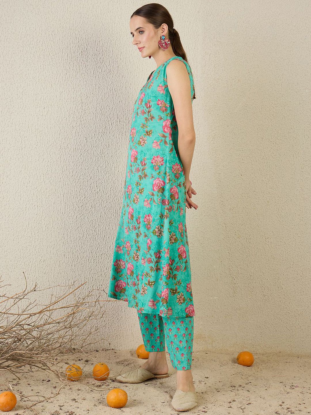 Dhiyona IE Printed Pure Cotton Tunic With Trousers Co-Ords