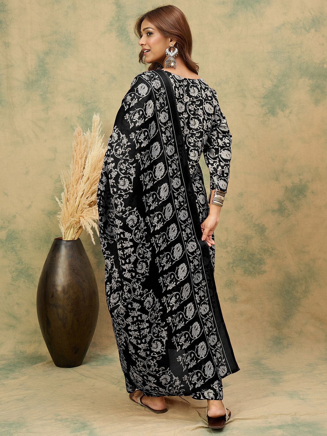 Dhiyona VA Women's Ethnic Motifs Printed Regular Kurta with Trousers & Dupatta