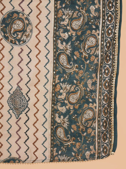 Dhiyona SN Women's Ethnic Motifs Printed Pure Cotton Kurta With Palazzo & Dupatta