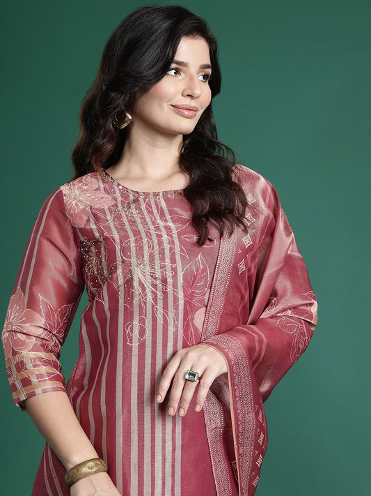 Dhiyona IE Floral Printed Kurta with Trousers & With Dupatta