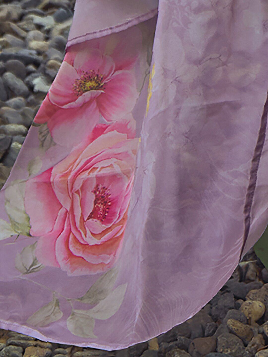 Lavender & Red Floral Embroidered Pure Cotton Kurta With Trousers & Dupatta