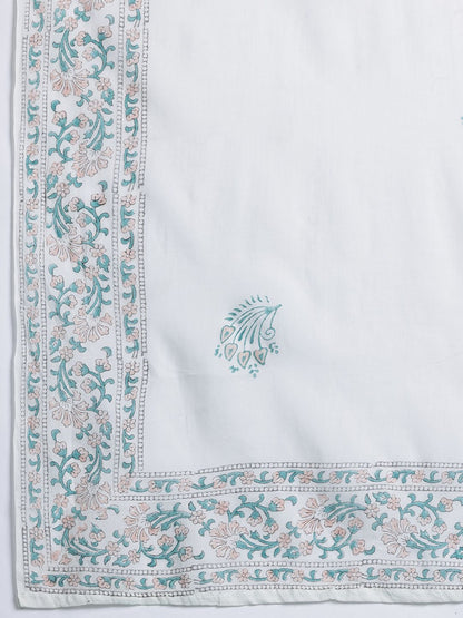 Floral Printed Empire Pure Cotton Kurta with Trousers & Dupatta
