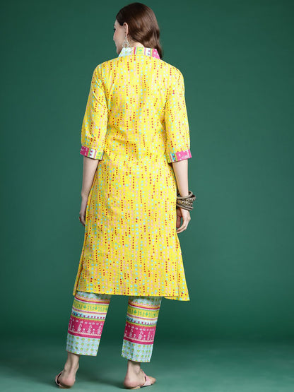 Dhiyona IE Printed Pure Cotton Kurta with Trousers