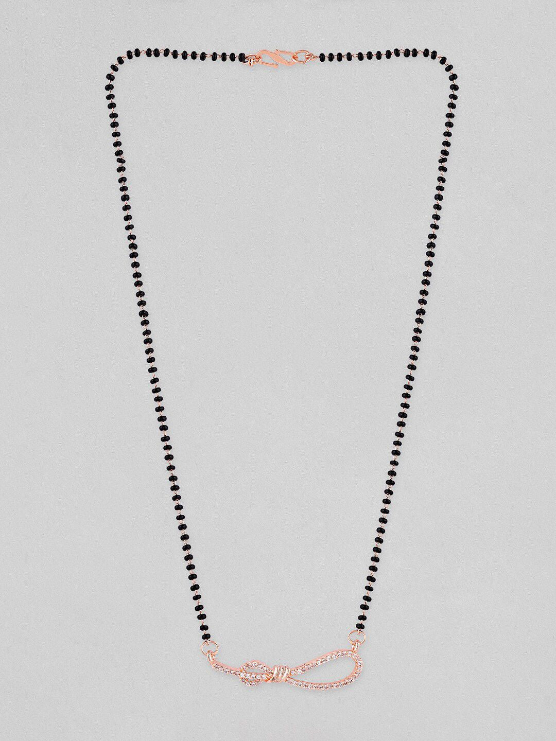 Dhiyona RJ Women's 18K Rose Gold-Plated Black Beaded Infinity Mangalsutra with Cubic Zirconia Accents