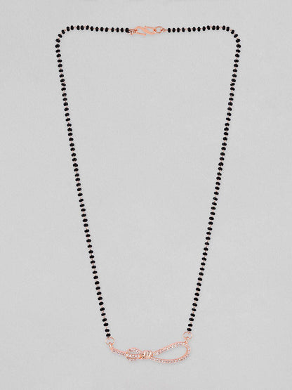 Dhiyona RJ Women's 18K Rose Gold-Plated Black Beaded Infinity Mangalsutra with Cubic Zirconia Accents
