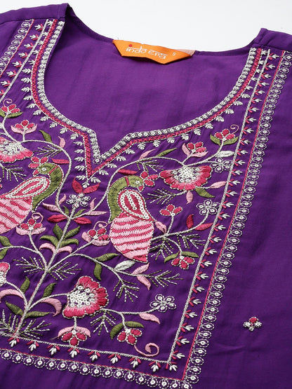 Dhiyona IE Ethnic Motifs Embroidered Thread Work Kurta with Trousers & With Dupatta