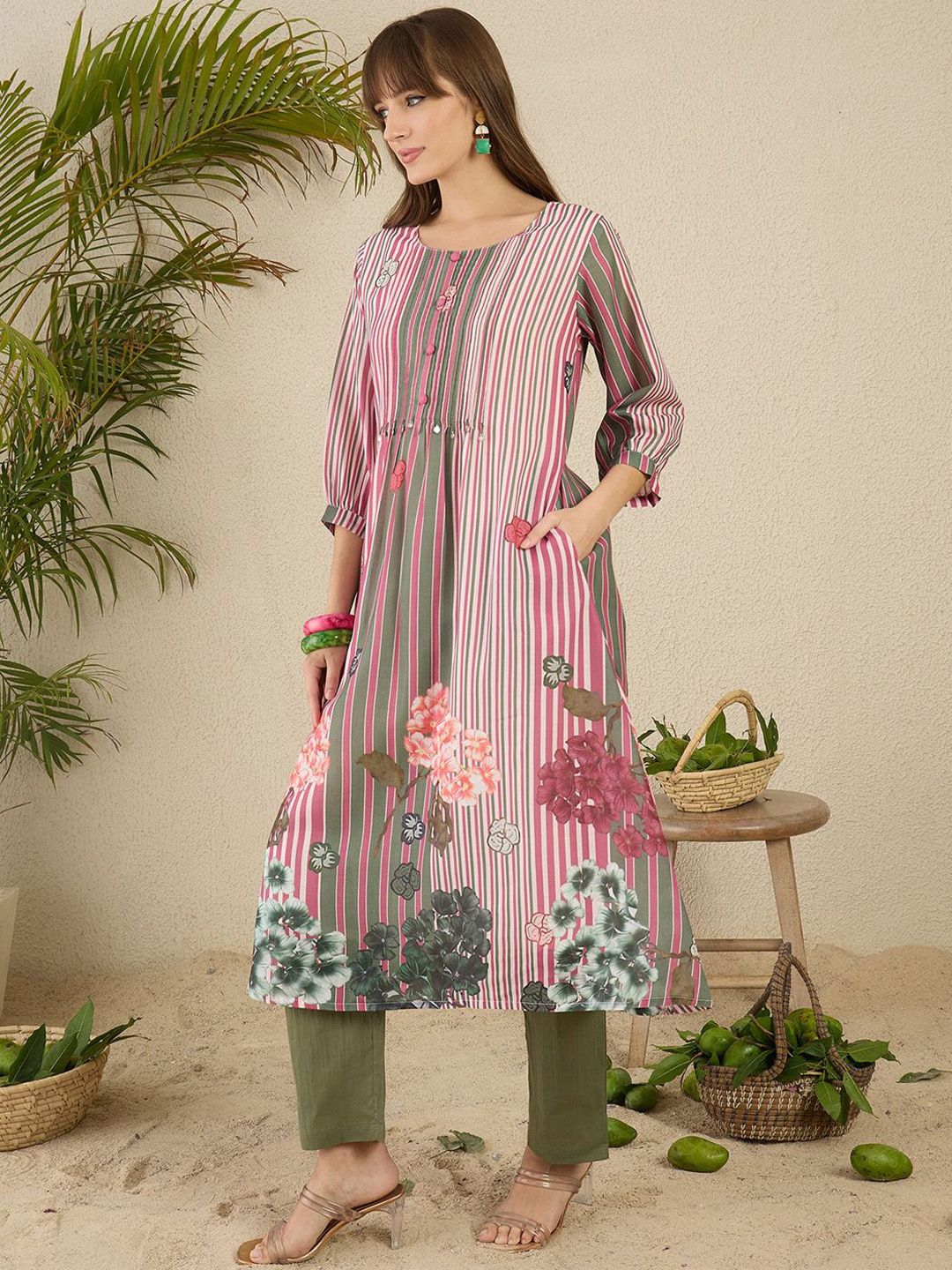 Dhiyona IE Printed Pure Cotton Kurta & Trouser Co-Ords