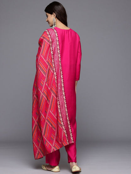 Dhiyona VA Women'sEthnic Motifs Yoke Design Gotta Patti Kurta With Trousers & Dupatta