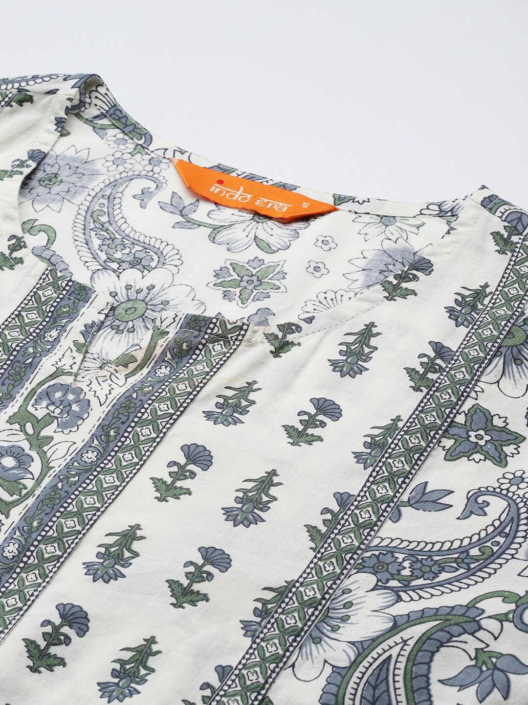 Ethnic Motifs Printed Panelled Pure Cotton Kurta with Trousers & Dupatta