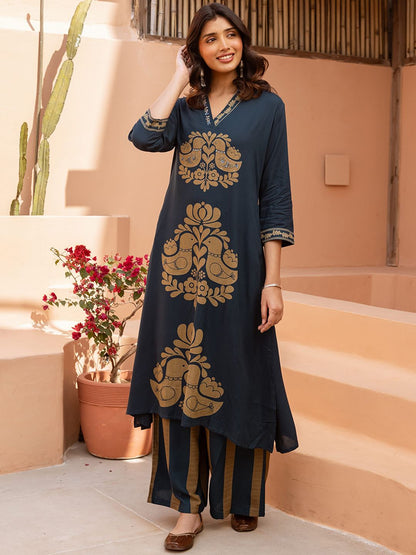 Dhiyona SN Women's Printed Straight Kurta & Palazzo