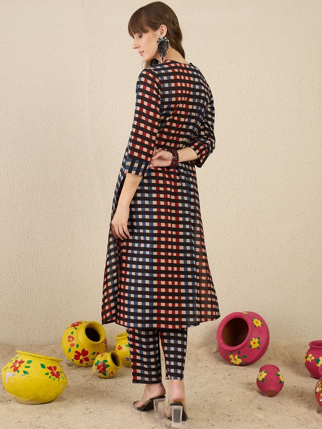 Printed V-Neck Straight Pure Cotton Kurta With Trouser