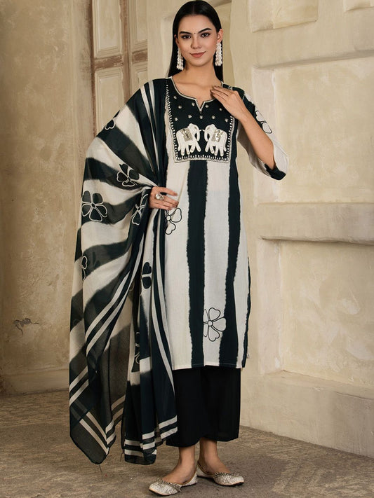 Dhiyona SN Women's Ethnic Motifs Printed Cotton Kurta with Palazzo & Dupatta