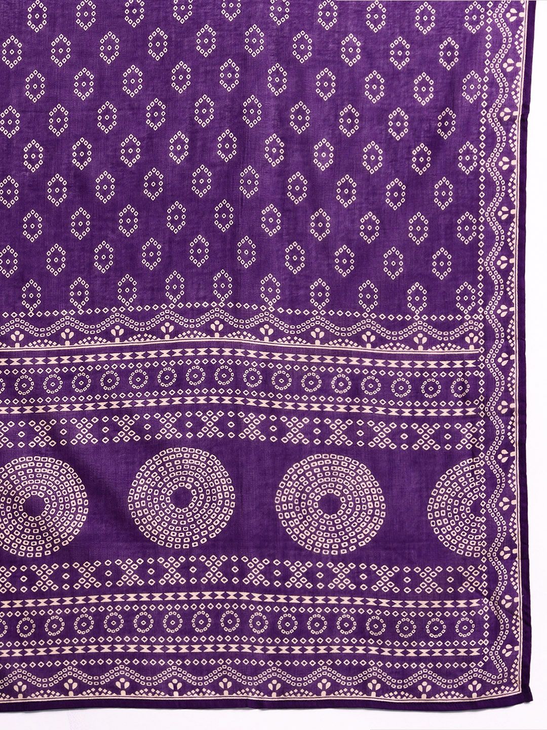 Ethnic Motifs Print Mirror Work Pure Cotton Kurta with Palazzos & Dupatta