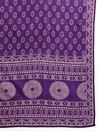 Ethnic Motifs Print Mirror Work Pure Cotton Kurta with Palazzos & Dupatta